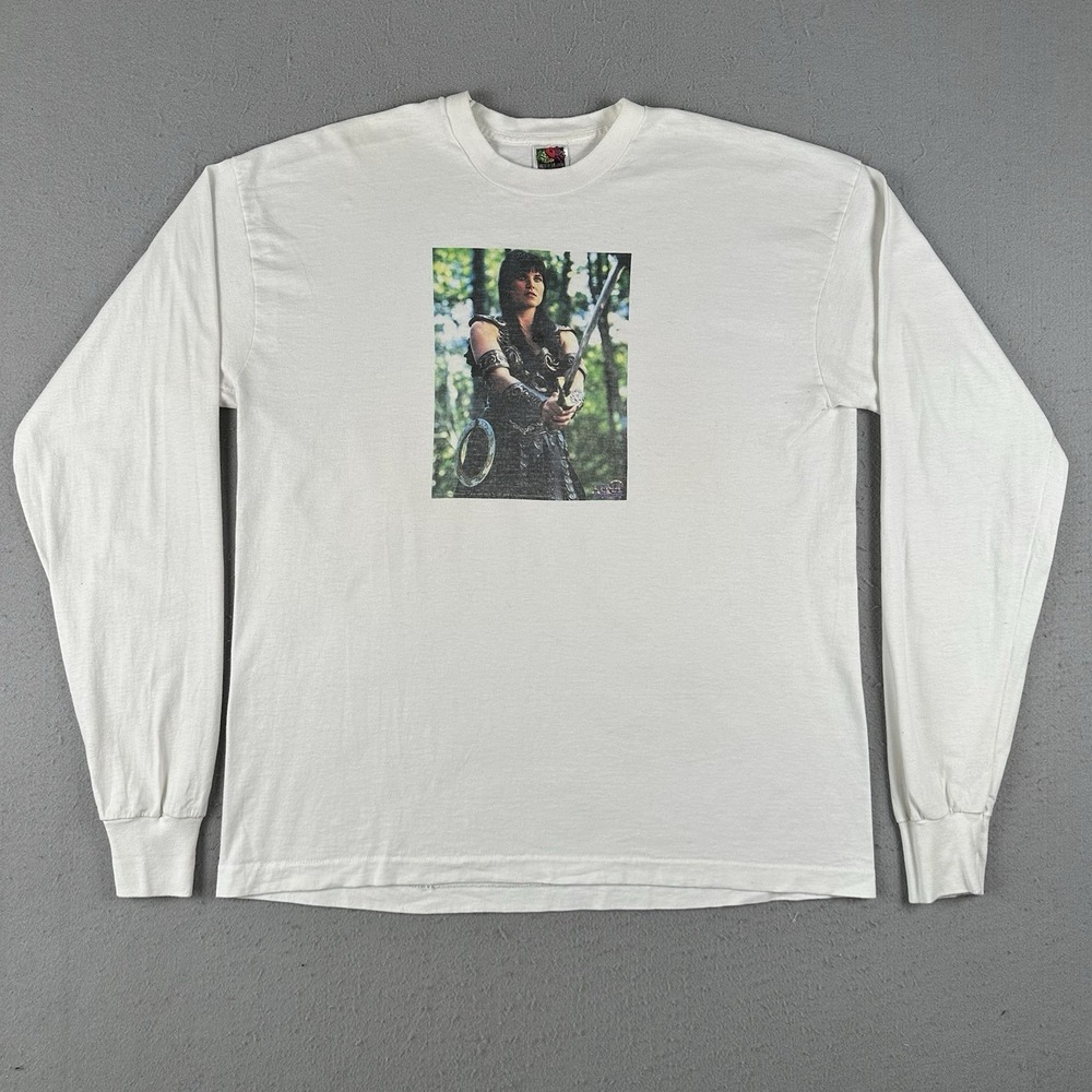Vtg 1997 Xena Warrior Princess Long Sleeve Shirt Men's 2XL White TV Pullover